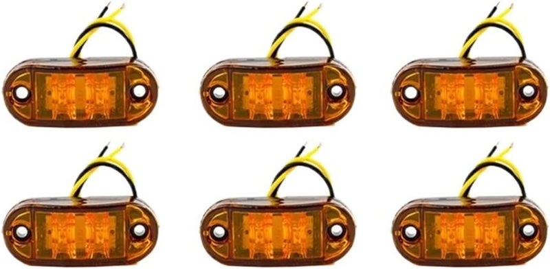 6/10PCS Warning Light 2 Led Side Marker Diode Light Tail Lamp Trailer Car Truck Lorry 12V 24V Accessories Orange White Red(6pcs yellow) - Image 1