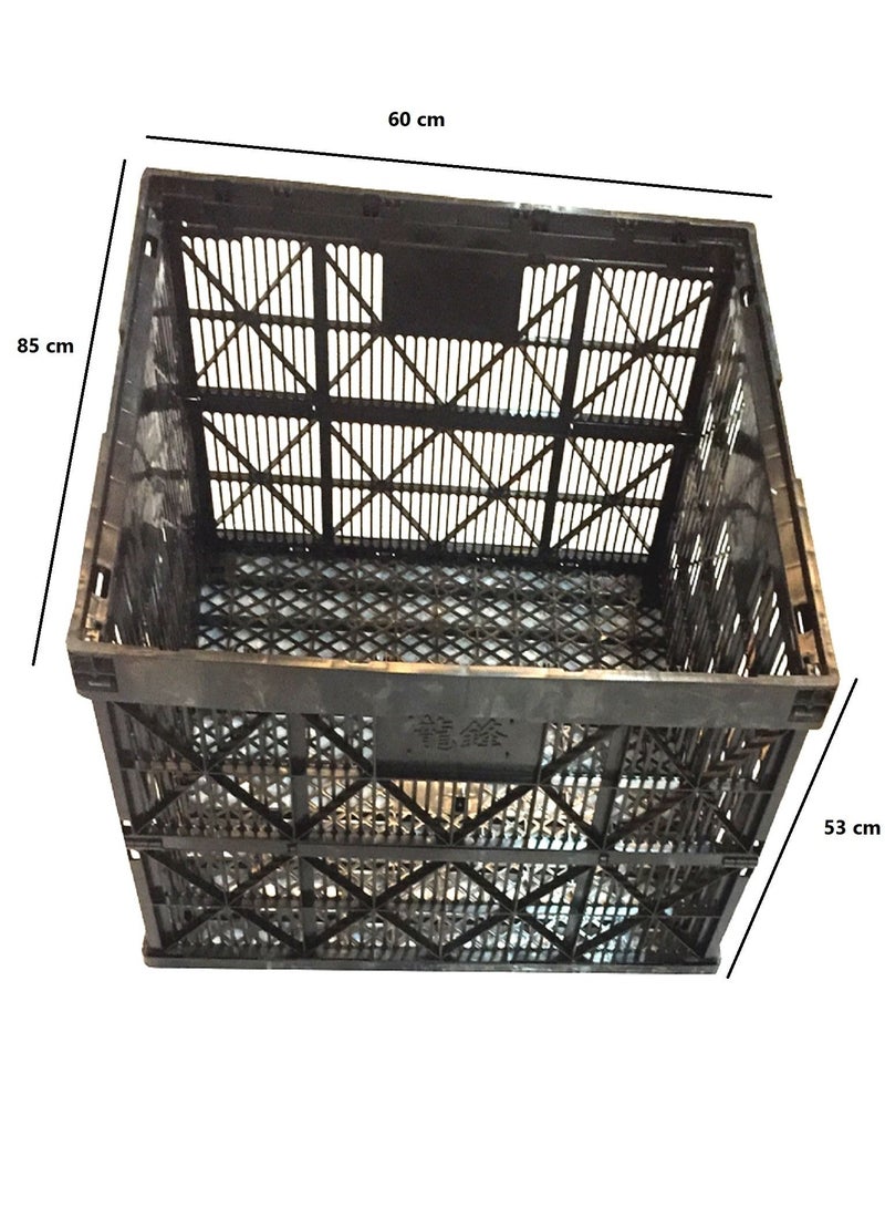 Plastic Foldable Large Capacity Storage Basket, Black - Image 2