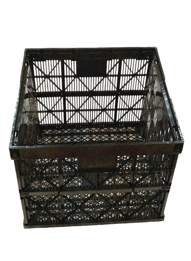 Plastic Foldable Large Capacity Storage Basket, Black - Image 1