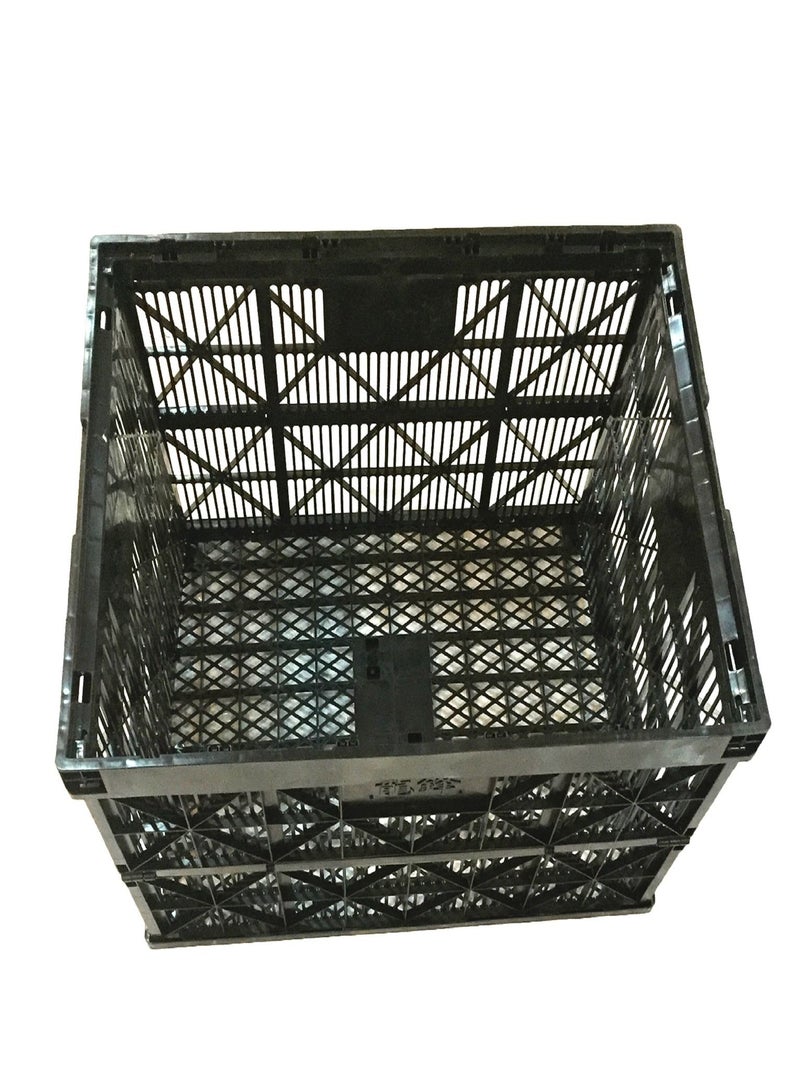 Plastic Foldable Large Capacity Storage Basket, Black - Image 3