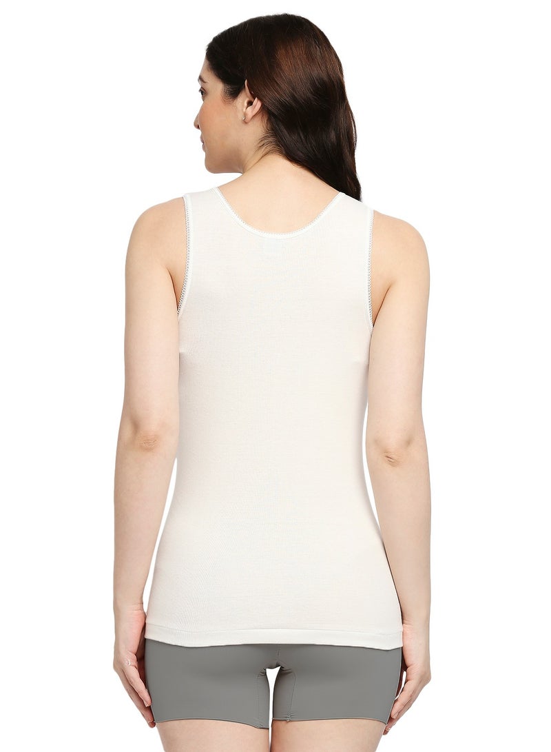 BYC WOMEN'S COTTON VEST - IVORY  - Image 5