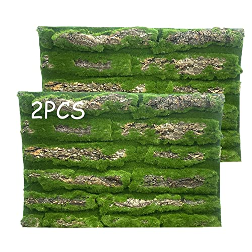kathson Reptile Cork Terrarium Background DecorHabitat Fitting Bark Backdrop Wall Artificial Moss 3D Aquarium Panel for Lizard Gecko Tortoise Spider Bearded Dragon Chameleon Snake Amphibian2Pcs - Image 1