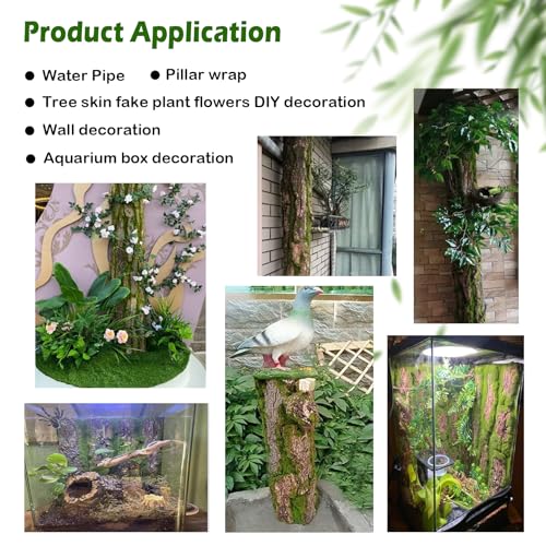 kathson Reptile Cork Terrarium Background DecorHabitat Fitting Bark Backdrop Wall Artificial Moss 3D Aquarium Panel for Lizard Gecko Tortoise Spider Bearded Dragon Chameleon Snake Amphibian2Pcs - Image 3