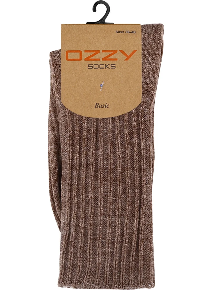 Ozzy Socks Women's Winter Wool Brown Color Sleeping Socks Soft Touch