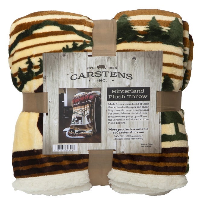 CARSTENS INC ULTRA PREMIUM SUPER SOFT PLUSH SHERPA FLEECE OVERSIZED THROW BLANKET 54 X 68 HINTERLAND