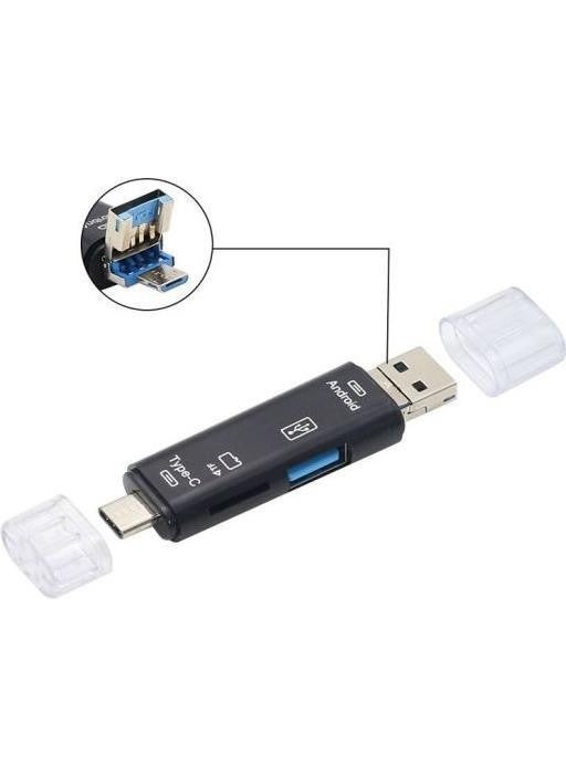 PrimeX Plus - PX-5068 Micro USB / Type C To Micro SD OTG Converter, OTG 3in1 Type-C and Micro USB TF Converter Converter Card Reader - Image 1