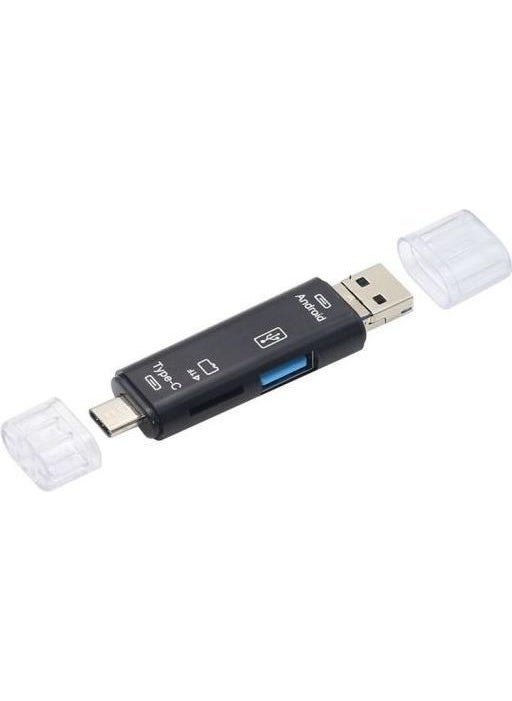 PrimeX Plus - PX-5068 Micro USB / Type C To Micro SD OTG Converter, OTG 3in1 Type-C and Micro USB TF Converter Converter Card Reader - Image 1