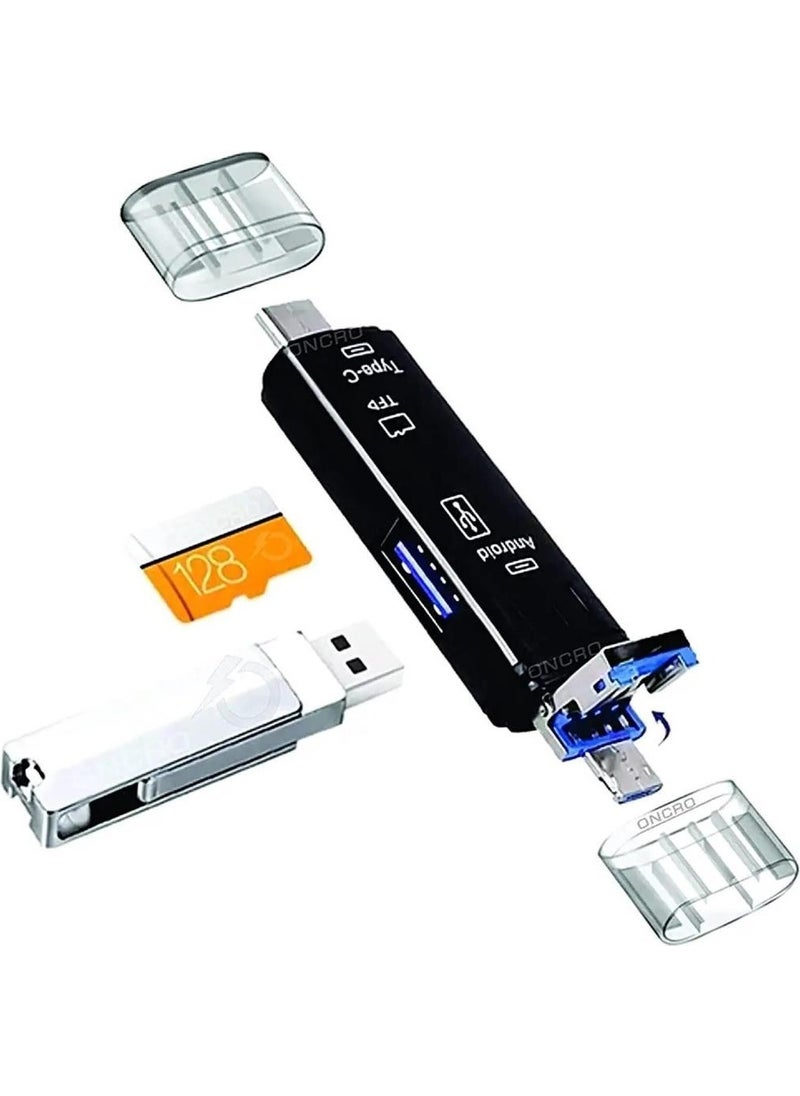 PrimeX Plus - PX-5068 Micro USB / Type C To Micro SD OTG Converter, OTG 3in1 Type-C and Micro USB TF Converter Converter Card Reader - Image 1