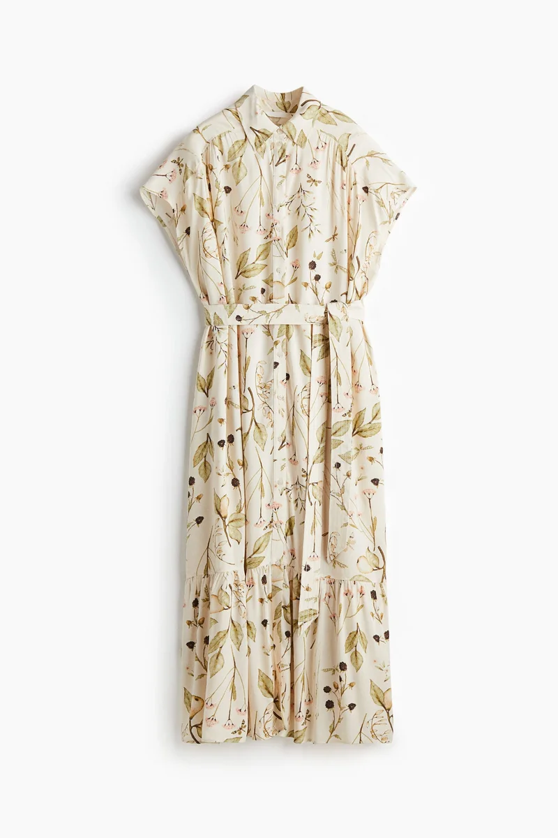 اتش اند ام فستان قميص بحزام ربط