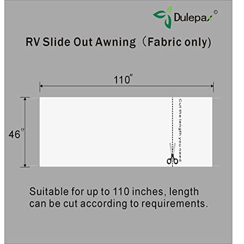 Dulepax-RV Slide Out Awning Fabric Replacement-(46" x 110", White- Fabric only)-Universal Slide-Topper Replacement for 5th Wheel RVs, Travel Trailers and Motorhomes - Image 3