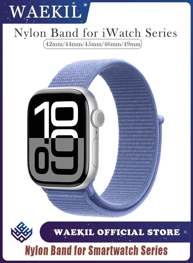 وايكيل سوار رياضي من النايلون قابل للتهوية لساعة Apple Watch مقاس 42 مم/44 مم/45 مم/46 مم/49 مم - حزام خفيف الوزن قابل للتعديل متوافق مع iWatch Ultra 2 وSE وSeries 10/9/8/7، سوار بديل مقاوم للعرق للرجال والنساء (أرجواني فاتح) - Image 1
