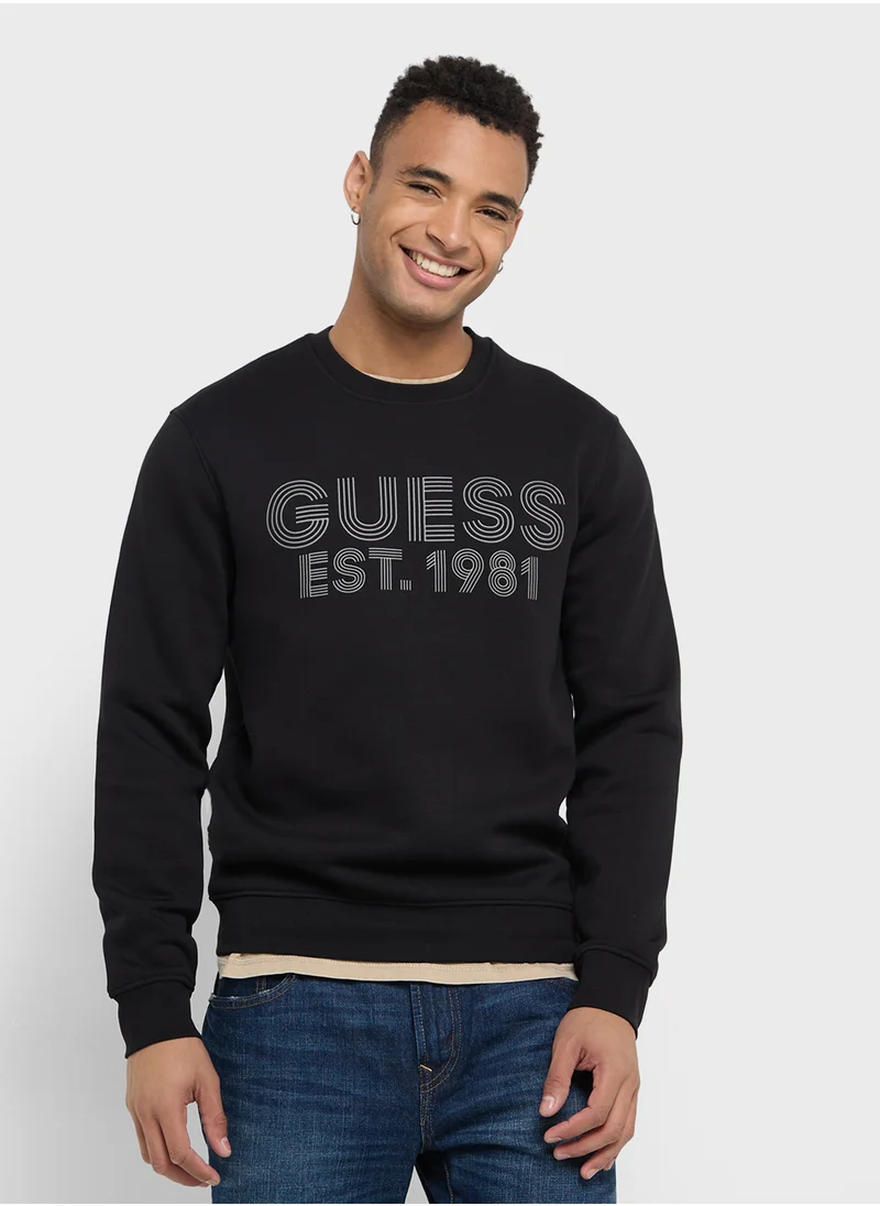 جس Crew Neck Logo Detailed Sweatshirt