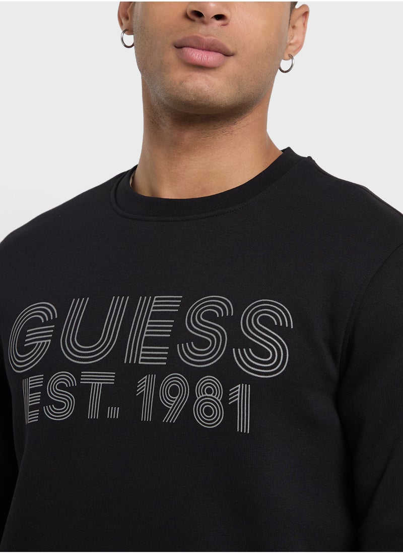 GUESS Crew Neck Logo Detailed Sweatshirt  - Image 3