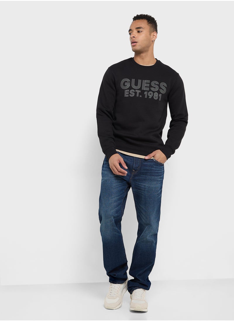 GUESS Crew Neck Logo Detailed Sweatshirt  - Image 4