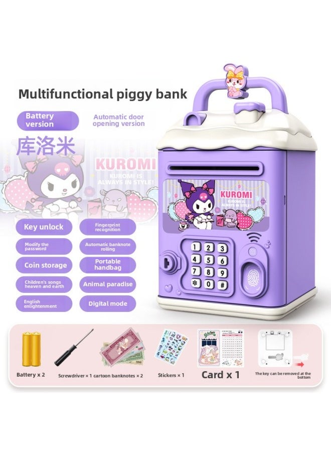 Generic - Can't Get In And Out Of Savings Year Access Children's Boys Piggy Bank Password Box Only Kulomi Girls-Color:Kuromi [key Unlocking⭐Password Fingerprint⭐Automatic Door Opening] Battery Model - Image 1
