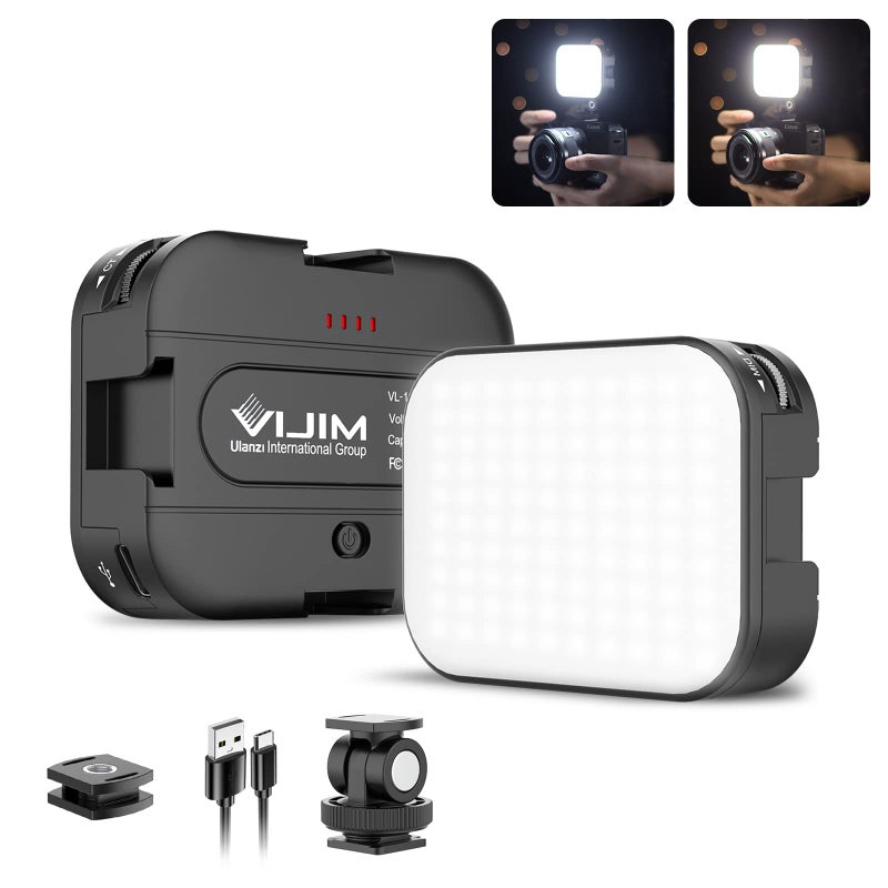 VIJIM VL100C Bi-Color LED Video Light on Camera,Mini Rechargeable 2000mAh LED Camera Lights,CRI95+ Dimmable 2500-6500K Ultra Bright Photo and Video Lighting,LED Fill Lamp - Image 1