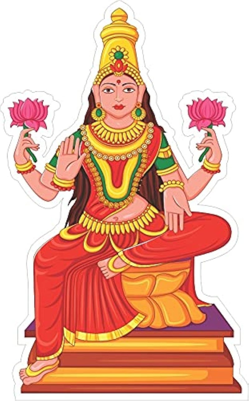 Skywalk Religious Goddess Lakshmi Fridge Magnet,Wooden Laxmi Fridge Magnet,Perfect Religious Picture for Your Home and Gifting - Image 4