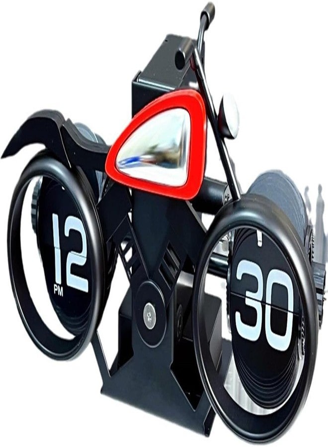 Adventurers Retro Motorcycle Flip Clock – Creative Page-Turning Alarm Clock for Living Room, Study, Office, or Café Decor - Image 1