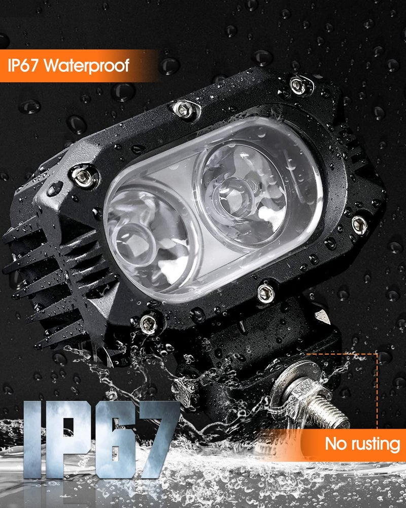 UNI-SHINE 2pcs 4 Inch LED Pod Lights, Off-Road Flood & Driving Cube Lights for Motorcycle, Truck, ATV, UTV, SUV, Boat - Image 4