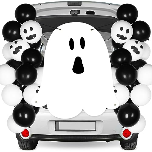 Panelee Halloween Ghost Trunk or Treat Car Decorations Kit Trunk or Treat Decorations Banner and Balloons Trunk Decorating Kit for Outdoor Garage Door Archway Party Supplies - Image 1