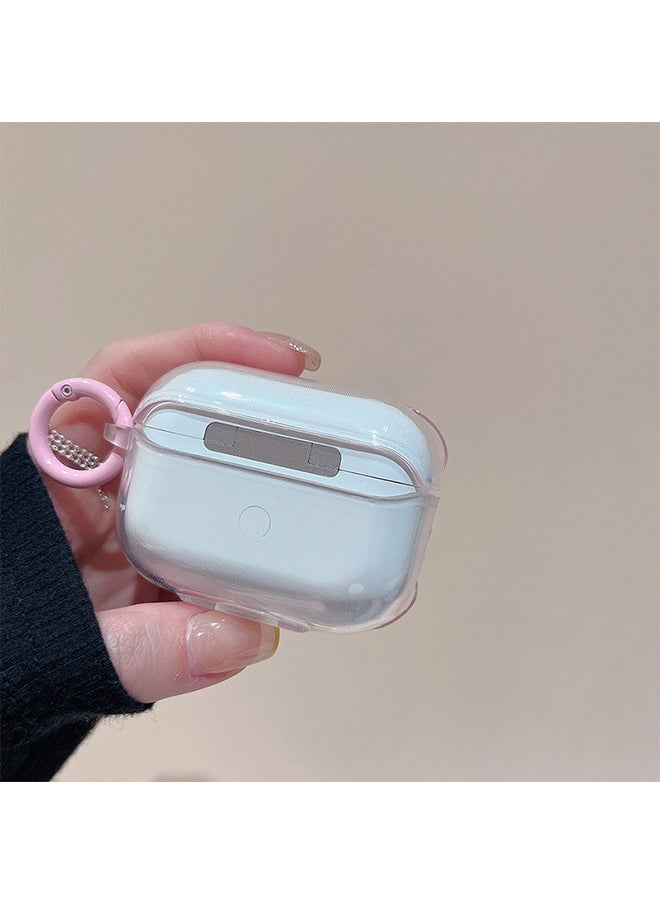 HY Applicable to AirPods Pro2 Case, Airpods Pro 2nd Generation Pink Clear TPU 3D Bow Case Cover, Soft Silicone Skin Shock-Absorbing Protective Cover with Keychains for Apple Airpods Pro 2  - Image 3