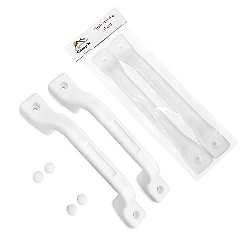 Camp'N RV Grab Handle - White Sturdy 2-Pack Plastic Handles with Mounting Hardware, Ideal RV Handrail for Campers, Adults, and Elderly Safety - Image 2