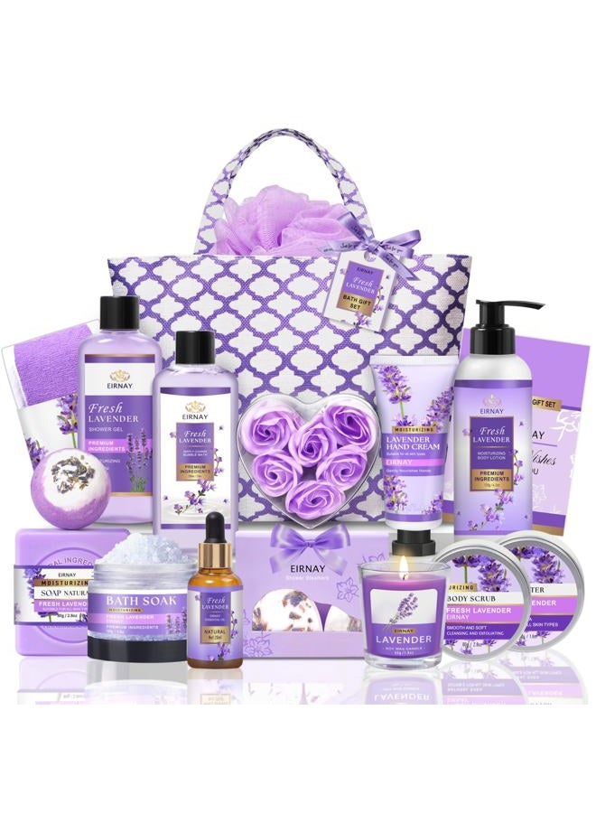EIRNAY Gift for Women, Spa Gift Baskets for Women - 17pcs Lavender Sets with Body Lotion, Bubble Bath, Relaxing Bath Sets, Birthday Christmas Gifts for Her, Spa Kit for Mom Wife Sister Friend - Image 1
