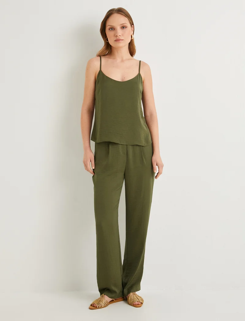 كوتون Tissued Spaghetti Strappy Blouse