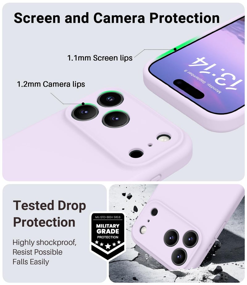 اوتوفلاي Magnetic for iPhone 17 Pro Case,Compatible with Magsafe,Classic Liquid Silicone Mobile Phone Case,Integrated Camera Control Button,Anti-Scratch Microfiber Lining, Cloud Mauve - Image 5