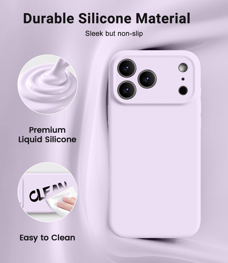 اوتوفلاي Magnetic for iPhone 17 Pro Case,Compatible with Magsafe,Classic Liquid Silicone Mobile Phone Case,Integrated Camera Control Button,Anti-Scratch Microfiber Lining, Cloud Mauve - Image 3