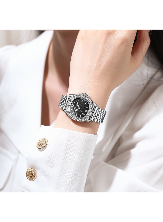 شينيكسي ساعة يد نسائية كوارتز بتصميم فاخر مرصّعة بالألماس مقاومة للماء بزجاج مقاوم للخدوش مع علبة أنيقة - Image 3