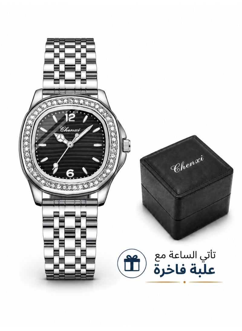 Chenxi Women’s Quartz Wrist Watch with Luxury Diamond-Studded Design, Water Resistant, Scratch-Resistant Glass, Stainless Steel Strap with Elegant Box - Image 1