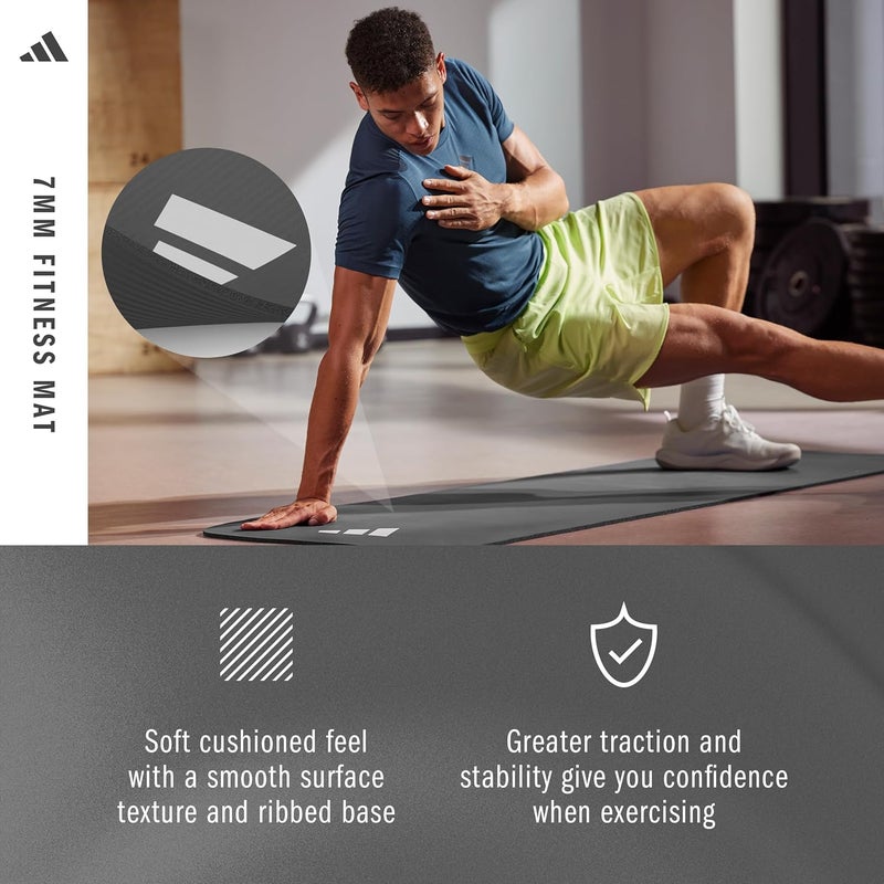 adidas Fitness Mat - 7mm Thick NBR Exercise Mat for Ground Training - Image 3