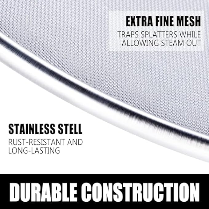 joyzzz Splatter Guard 2 In 1 Set Durable Stainless Steel Splatter Shield Set Splatter Screen For Frying Pan Grease Splatter Guard Stainless Steel Large 33Cm And Small 255Cm Shield - Image 4