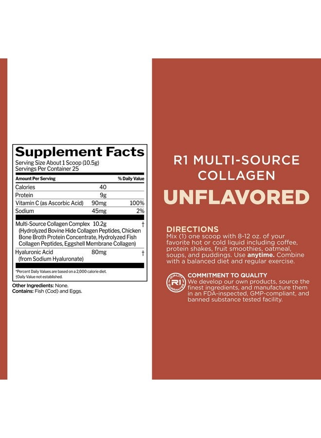 Rule 1 Proteins Rule 1 Multi-Source Collagen Powder - Bovine, Chicken, Fish & Eggshell Collagen Sources + Hyaluronic Acid & Vitamin C for Hair, Skin, & Nail Support (25 Servings, Unflavored) - Image 5