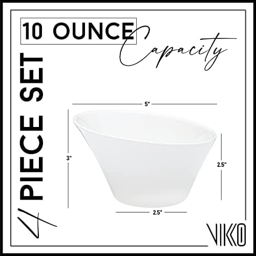 Vikko White Soup Bowls Set of 4 Ceramic White Bowls 10 Ounce Versatile Salad Soup Bowl or Dessert Bowl Elegant Shape Dishwasher Safe - Image 2