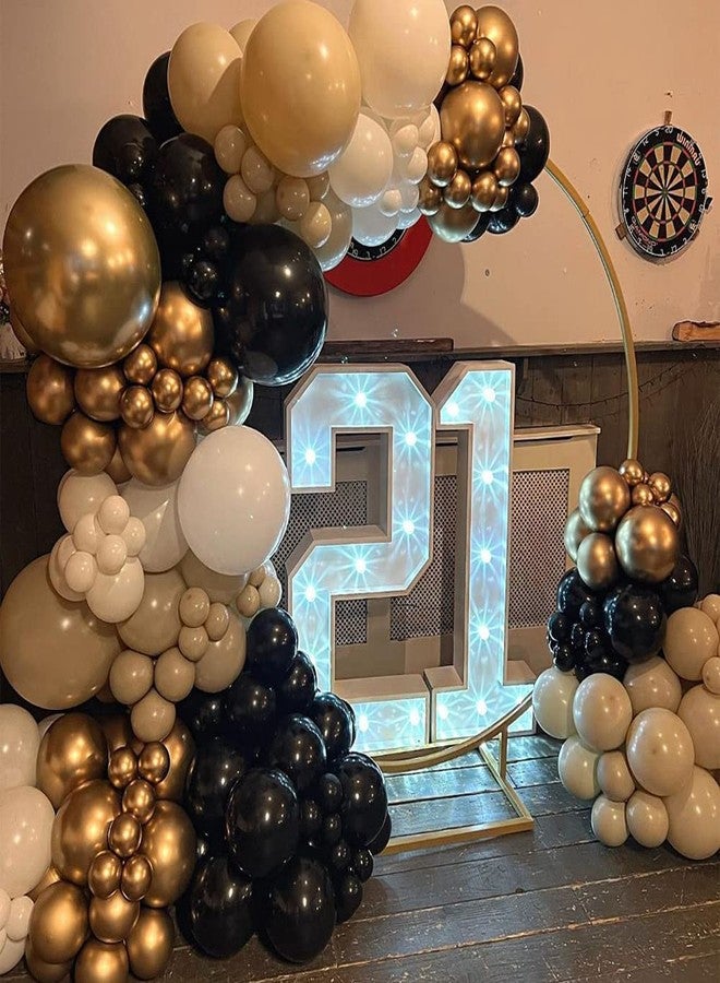 GIHOO Black and Gold Boho Balloon Arch Kit 133Pcs Black Gold Chrome Sand White BeigeLatex Balloons for Graduation 2024 New Year Even Party Decoration - Image 4