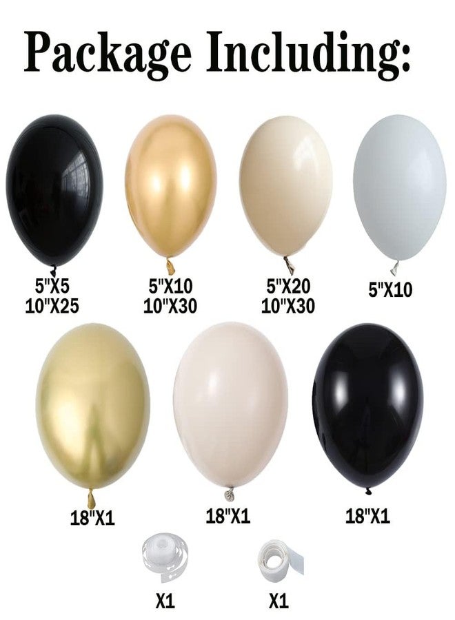GIHOO Black and Gold Boho Balloon Arch Kit 133Pcs Black Gold Chrome Sand White BeigeLatex Balloons for Graduation 2024 New Year Even Party Decoration - Image 2