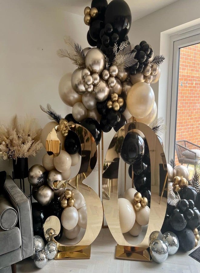 GIHOO Black and Gold Boho Balloon Arch Kit 133Pcs Black Gold Chrome Sand White BeigeLatex Balloons for Graduation 2024 New Year Even Party Decoration - Image 3
