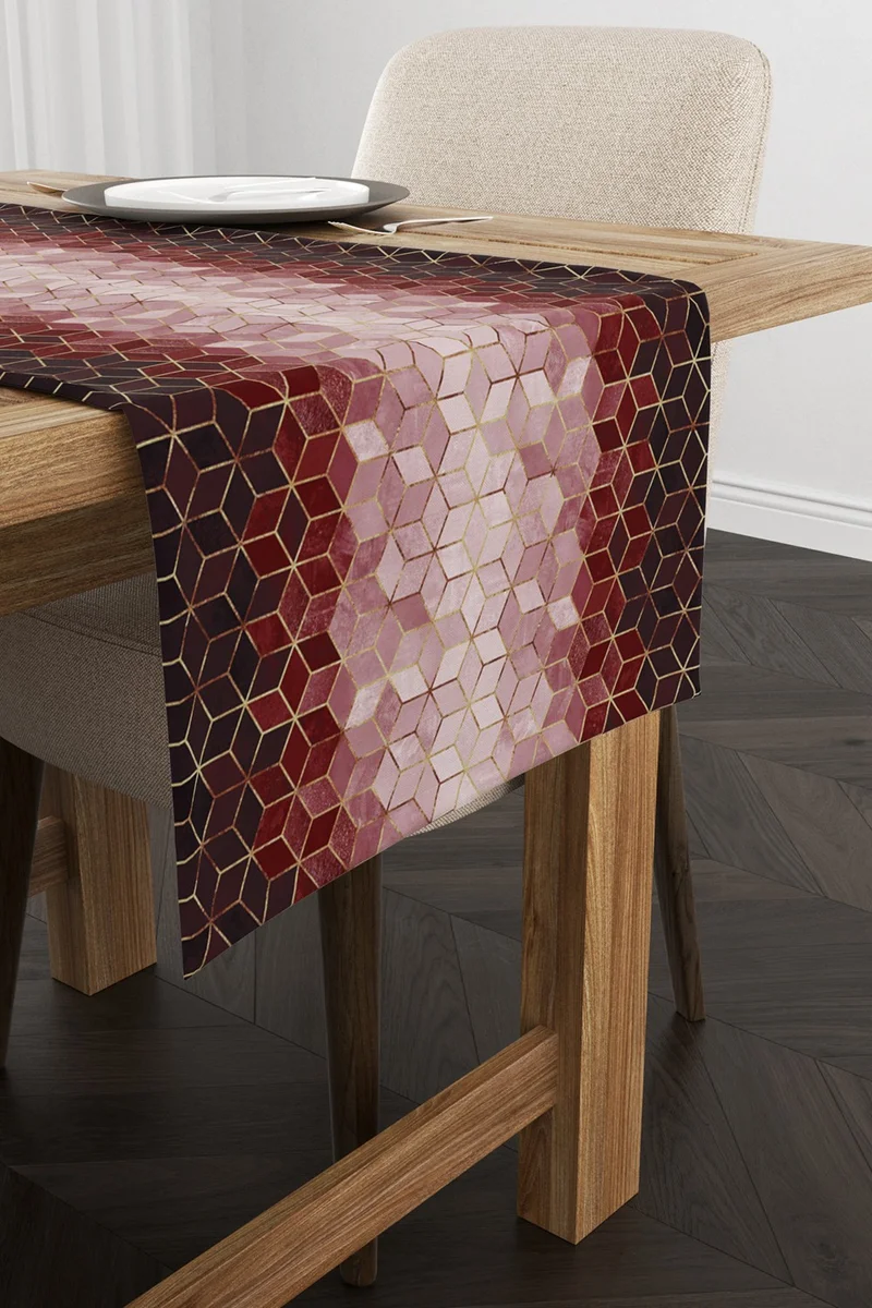 كانغو هوم Red Gold Mosaic Patterned Digital Printed Runner CGH926-RN