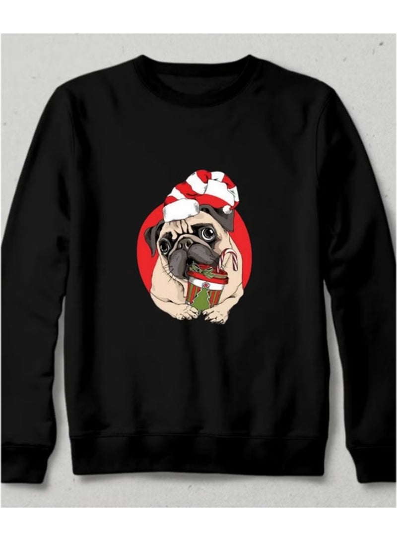 FOLAI Unisex Christmas Sweatshirt with Santa Claus and Bow Print – Holiday Pullove - Image 1