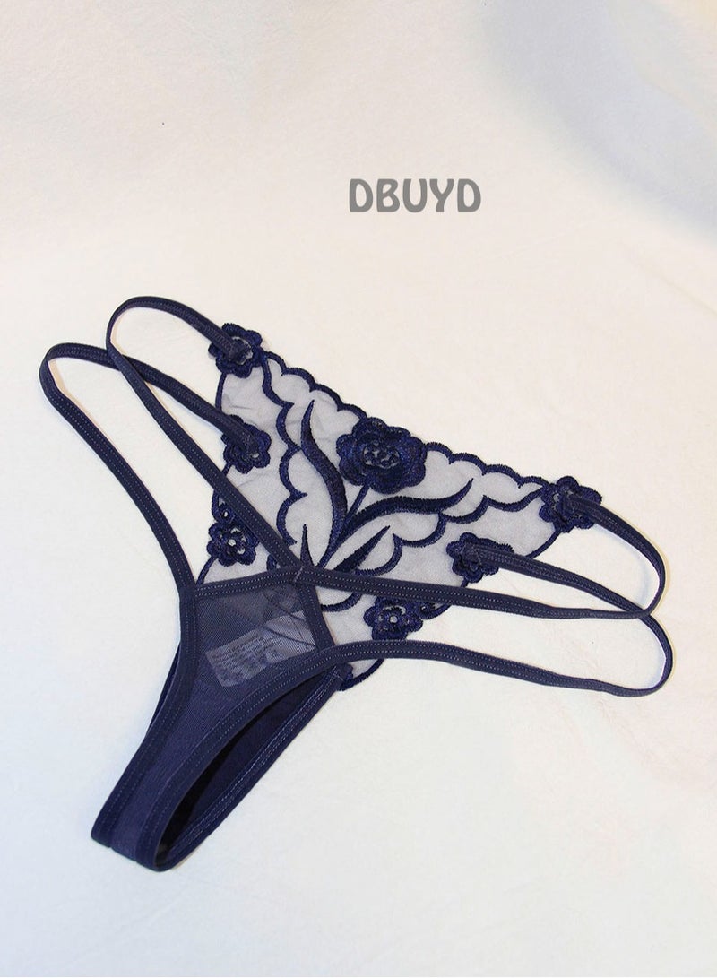 Temptatious Floral Embroidered Double Lacing Women's Thong Transparent Mesh Thin Strap Seamless Underwear Hot T-Pants  - Image 4