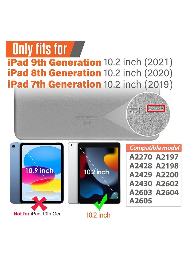 حافظة للأطفال لجهاز Apple iPad الجيل التاسع/الثامن/السابع مقاس 10.2 بوصة مع حامل ومقبض واقي للشاشة