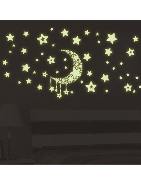 ملصقات حائط متوهجة في الظلام للنجوم والقمر ملصقات حائط متوهجة ليلية DIY ملصقات حائط متوهجة ليلية 21X30 سم