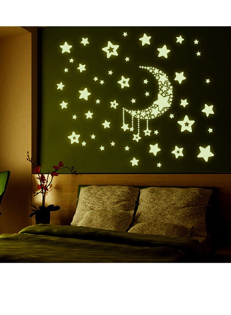 ملصقات حائط متوهجة في الظلام للنجوم والقمر ملصقات حائط متوهجة ليلية DIY ملصقات حائط متوهجة ليلية 21X30 سم - Image 2