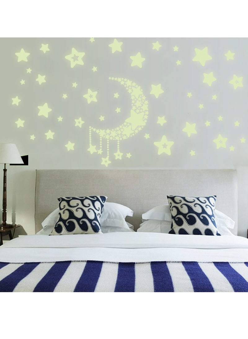 ملصقات حائط متوهجة في الظلام للنجوم والقمر ملصقات حائط متوهجة ليلية DIY ملصقات حائط متوهجة ليلية 21X30 سم - Image 3