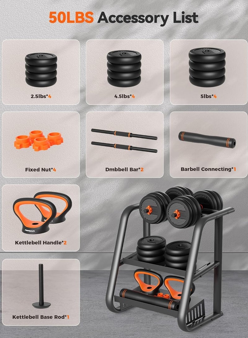 فيردون دمبل قابل للتعديل، مجموعة أوزان حرة 20 كجم مع موصل، مجموعة دمبل 4 في 1، يمكن استخدامها كقضيب حديد، جرس غلاية، حامل تمرين ضغط، تمرين لياقة بدنية، مناسبة لصالة الألعاب الرياضية المنزلية، مناسبة للرجال/النساء - Image 4