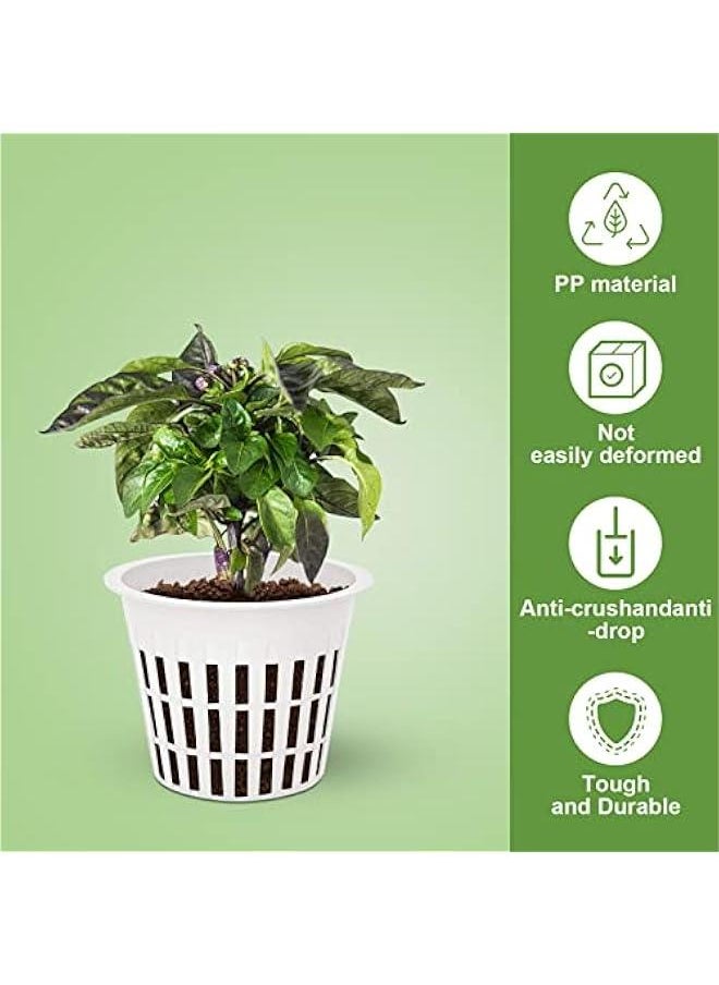 Orchid Pot , 10 Pack 3 Inch Net Cup Pots With Holes And Saucers , Net Pot , Plastic Orchid Pots , Mesh Pot Net Cup Basket Hydroponic(White)