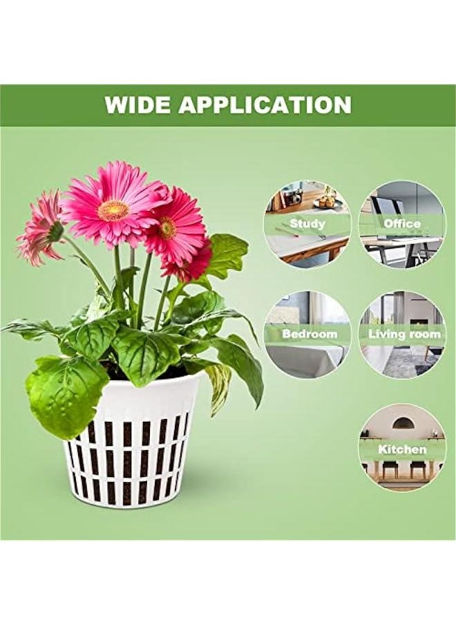Orchid Pot , 10 Pack 3 Inch Net Cup Pots With Holes And Saucers , Net Pot , Plastic Orchid Pots , Mesh Pot Net Cup Basket Hydroponic(White)