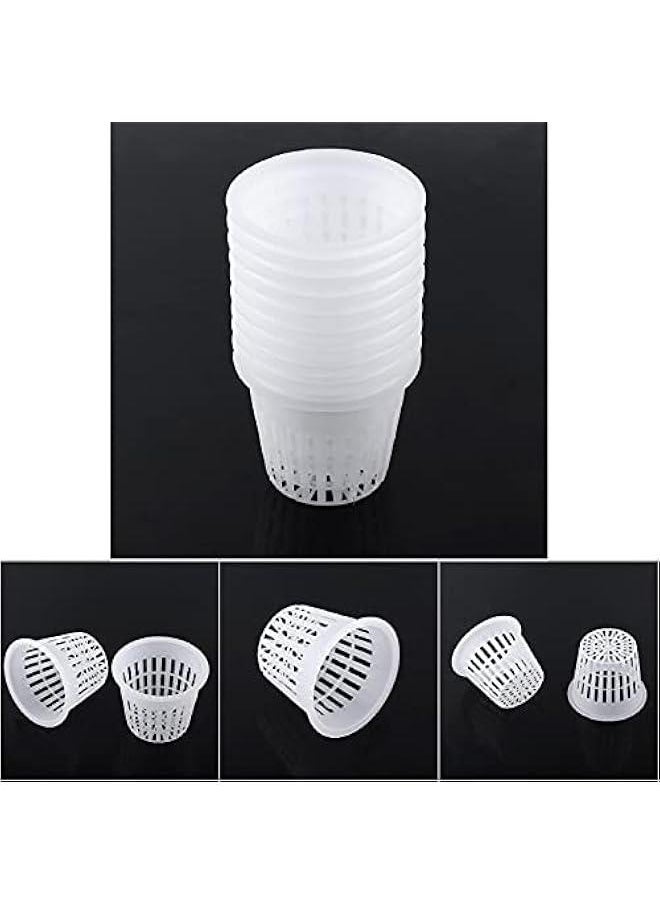 Orchid Pot , 10 Pack 3 Inch Net Cup Pots With Holes And Saucers , Net Pot , Plastic Orchid Pots , Mesh Pot Net Cup Basket Hydroponic(White)